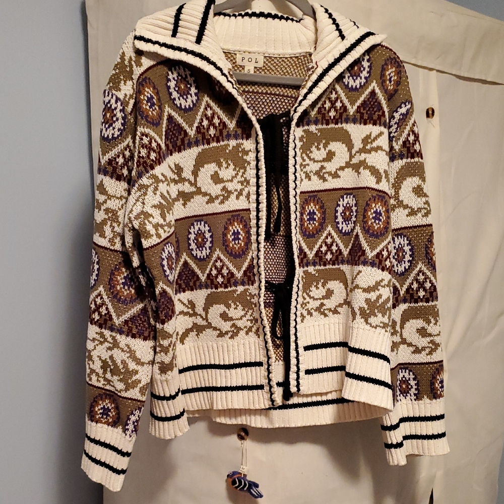 POL Multicolor Patterned Knit Cardigan